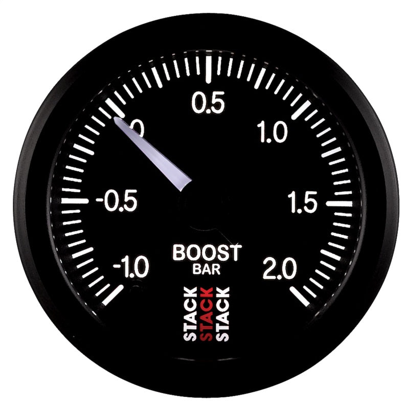 Autometer Stack 52mm -1 to +2 Bar (Incl T-Fitting) Pro Stepper Motor Boost Pressure Gauge - Black ST3311