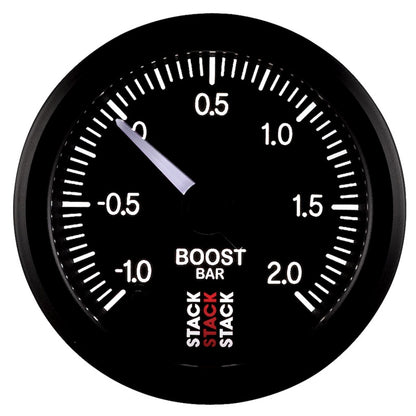 Autometer Stack 52mm -1 to +2 Bar (Incl T-Fitting) Pro Stepper Motor Boost Pressure Gauge - Black ST3311
