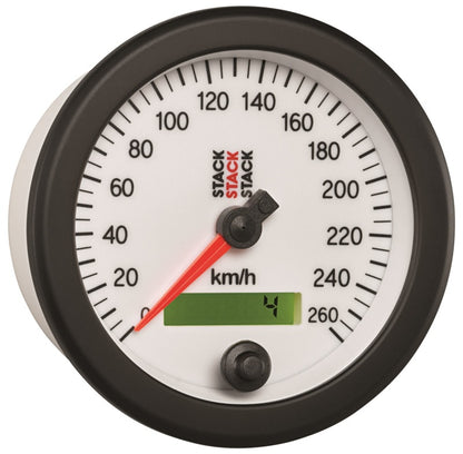 Autometer Stack Instruments 88MM 0-260 KM/H Programmable Speedometer - White ST3852