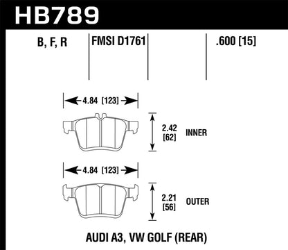 Hawk Performance HP+ Rear Brake Pads - HB789N.600 Hawk Performance