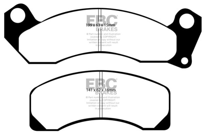 EBC 83-93 Ford Mustang 2.3 (Rear Rotors) Yellowstuff Front Brake Pads - eliteracefab.com