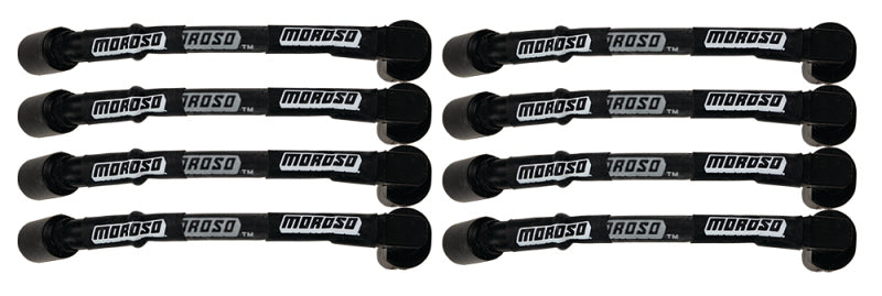 Moroso GM LS 9.75in Long Coil On Plug 90 Deg Sleeved Ultra Spark Plug Wire Set - Black