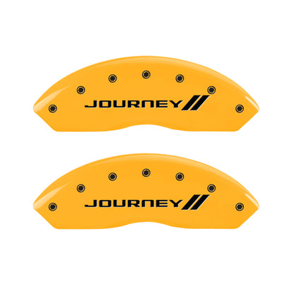 MGP 4 Caliper Covers Engraved Front & Rear With stripes/Journey Yellow finish black ch MGP
