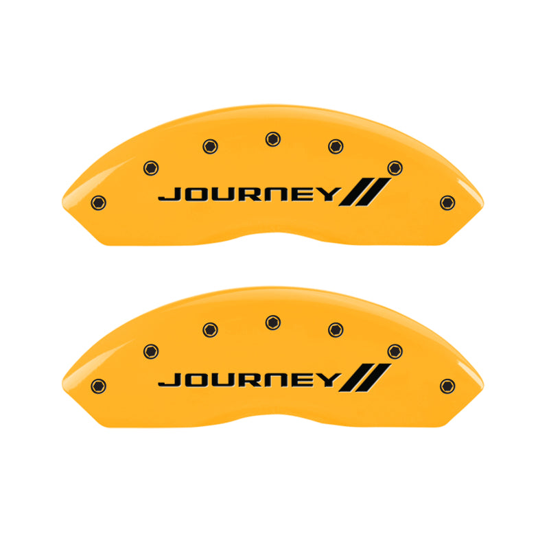 MGP 4 Caliper Covers Engraved Front & Rear With stripes/Journey Yellow finish black ch MGP