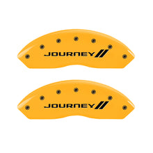 Load image into Gallery viewer, MGP 4 Caliper Covers Engraved Front &amp; Rear With stripes/Journey Yellow finish black ch MGP