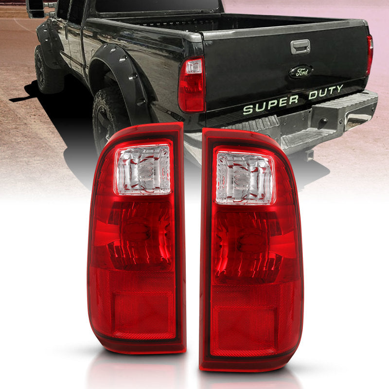 ANZO 2008-2016 Ford F-250 Taillight Red/Clear Lens (OE Replacement) - eliteracefab.com