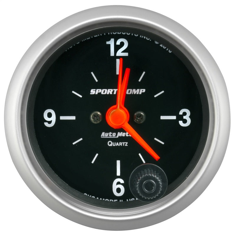 AutoMeter GAUGE; CLOCK; 2 1/16in.; 12HR; ANALOG; SPORT-COMP - eliteracefab.com