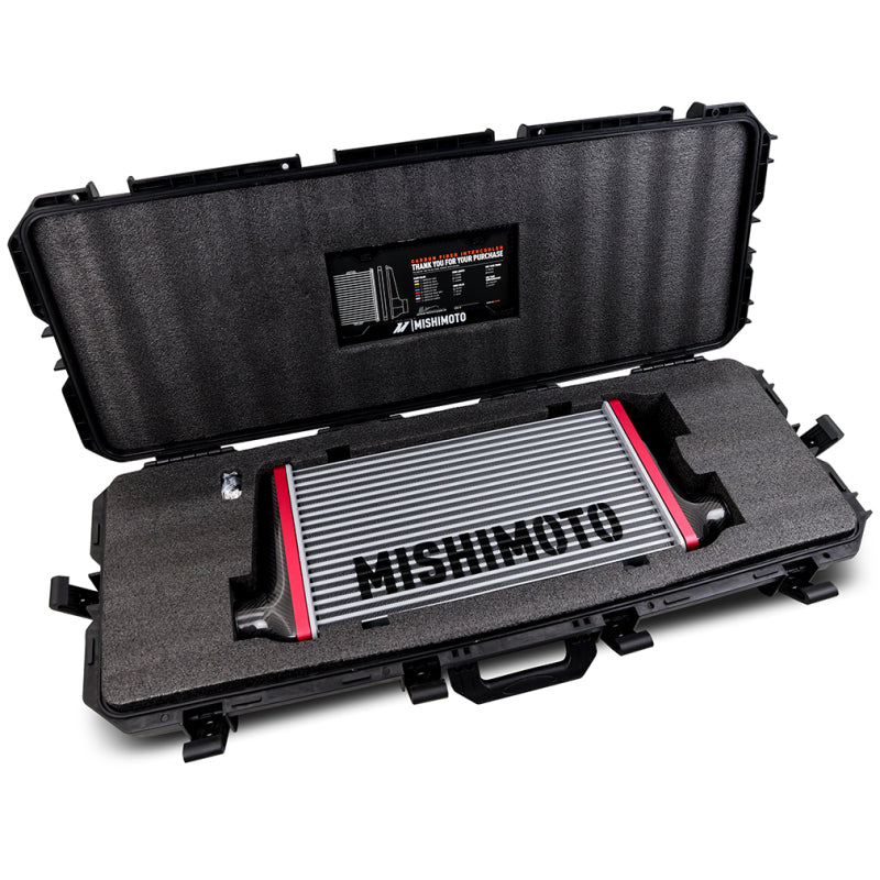 Mishimoto Universal Carbon Fiber Intercooler - Gloss Tanks - 450mm Black Core - S-Flow - DG V-Band