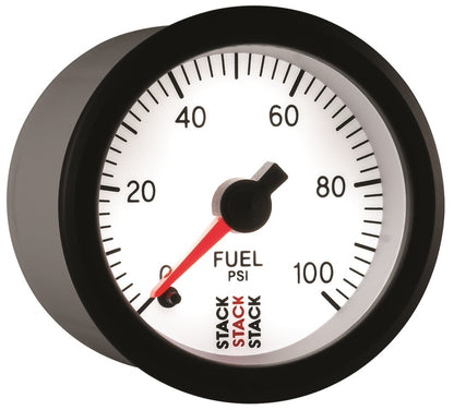 Autometer Stack 52mm 0-100 PSI 1/8in NPTF Male Pro Stepper Motor Fuel Pressure Gauge - White ST3356