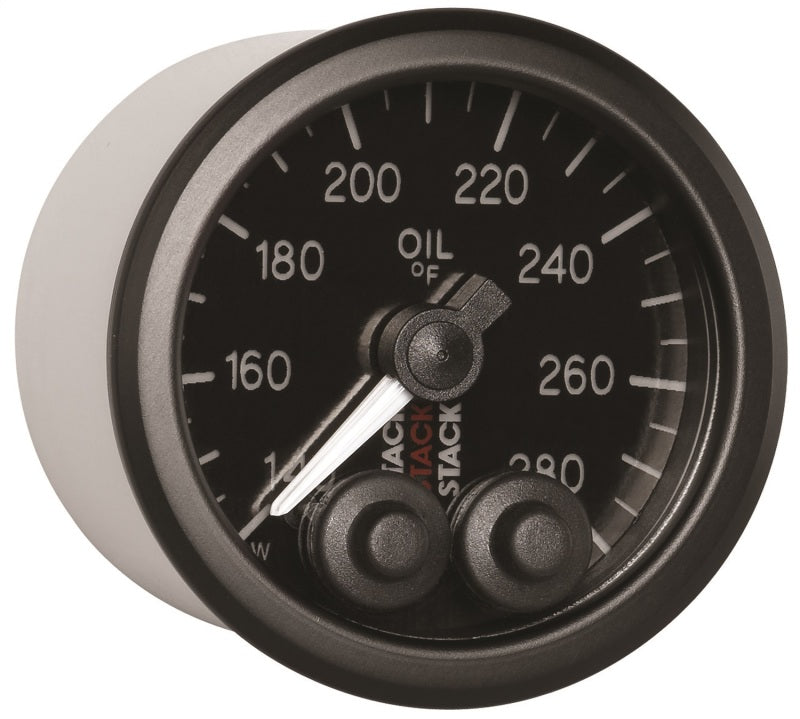 Autometer Stack Instruments 52mm 140-280 Deg F 1/8in NPTF Male Pro Control Oil Temp Gauge - Black - eliteracefab.com