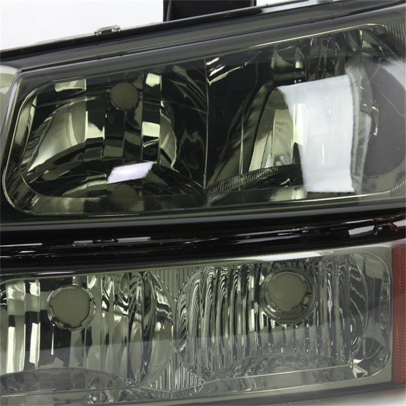 Xtune Chevy Silverado 2500HD 03-06 Crystal Headlights w/ Amber Lights Smoke HD-JH-CSIL03-AM-SM-SET - eliteracefab.com