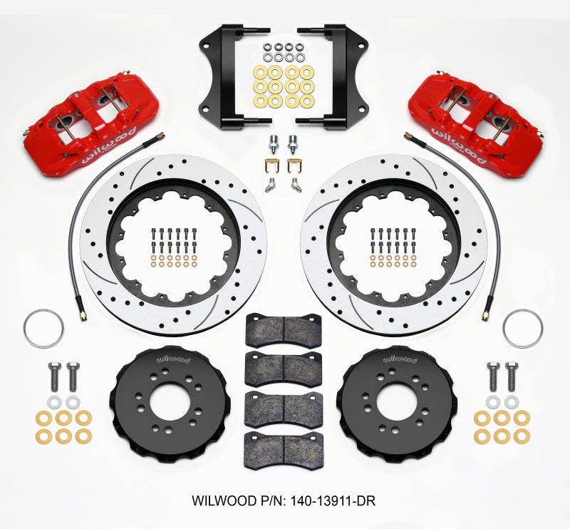 Wilwood AERO6 Front Hat Kit 15.00 Drilled Red 2014-up Corvette C7 w/Lines Wilwood