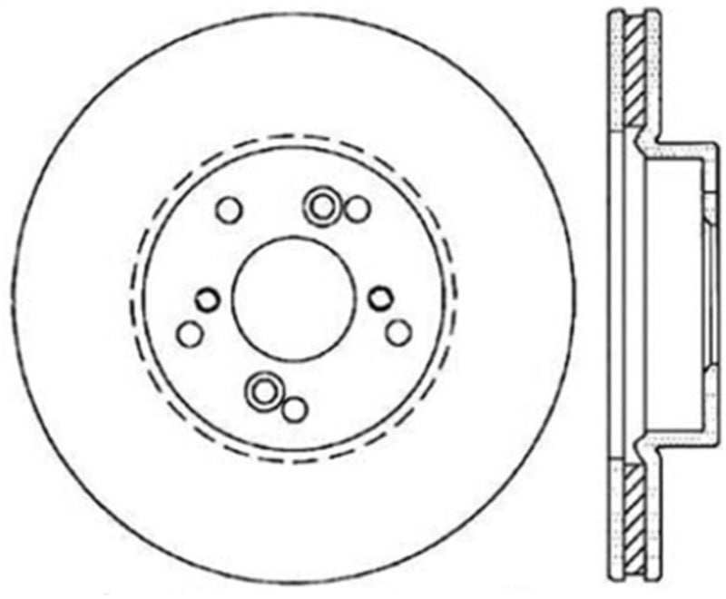 StopTech Power Slot 99-08 Acura TL (STD Caliber) / 01-03 CL / 04-10 TSX Front Right Slotted Rotor Stoptech