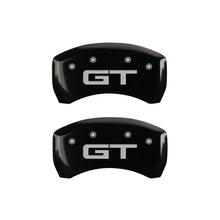 Load image into Gallery viewer, MGP 4 Caliper Covers Engraved Front 2015/Mustang Engraved Rear 2015/GT Black finish silver ch MGP