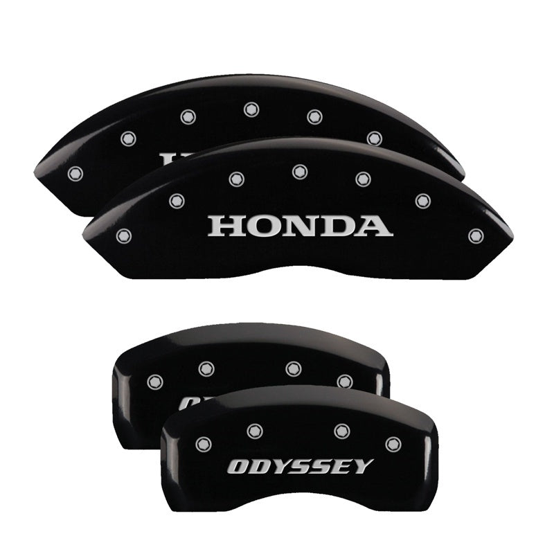 MGP 4 Caliper Covers Engraved Front Honda Engraved Rear Odyssey Black finish silver ch MGP