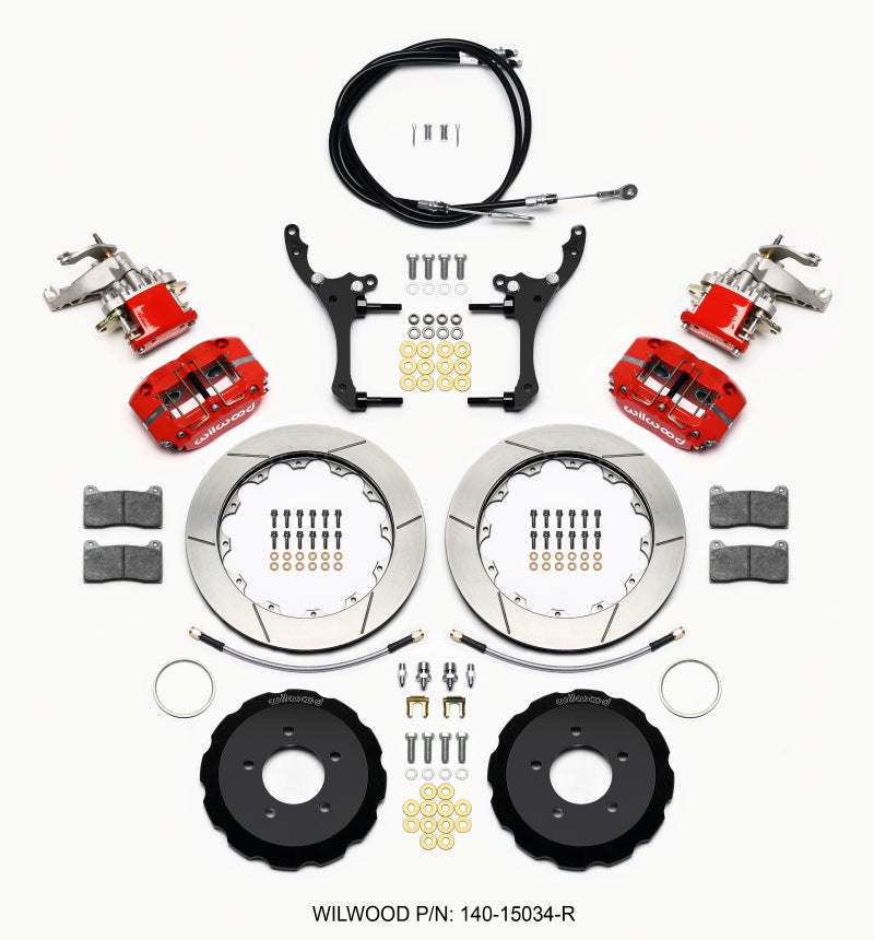 Wilwood Dynapro Radial4 / MC4 Rear Kit 12.88 Red 2006-15 Miata w/Lines & Cables Wilwood