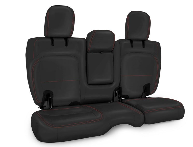 PRP 2018+ Jeep Wrangler JLU/4 Door Rear Bench Cover w/ Leather Interior - Black w/ Red Stitching B044-01