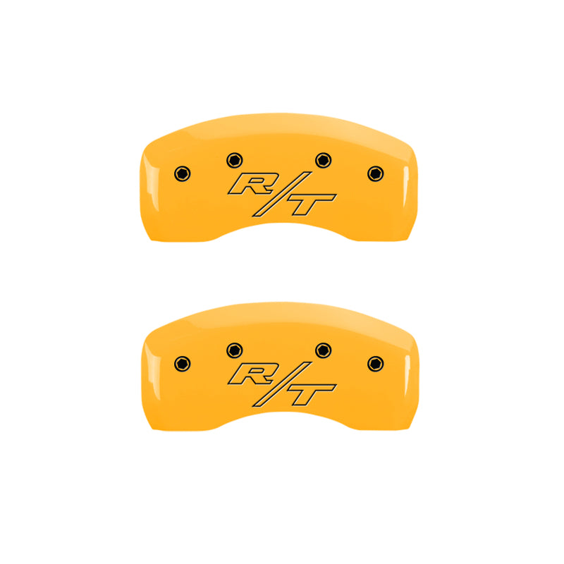 MGP 4 Caliper Covers Engraved Front & Rear Vintage Style/RT Yellow finish black ch MGP