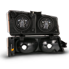 Load image into Gallery viewer, ANZO 2003-2006 Chevy Silverado Crystal Headlight w/ Signal Light Black Amber (4 pcs) - eliteracefab.com