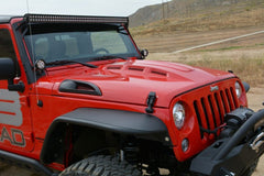 DV8 Offroad 07-18 Jeep Wrangler JK Metal Heat Dispersion Hood - Primer Black - eliteracefab.com
