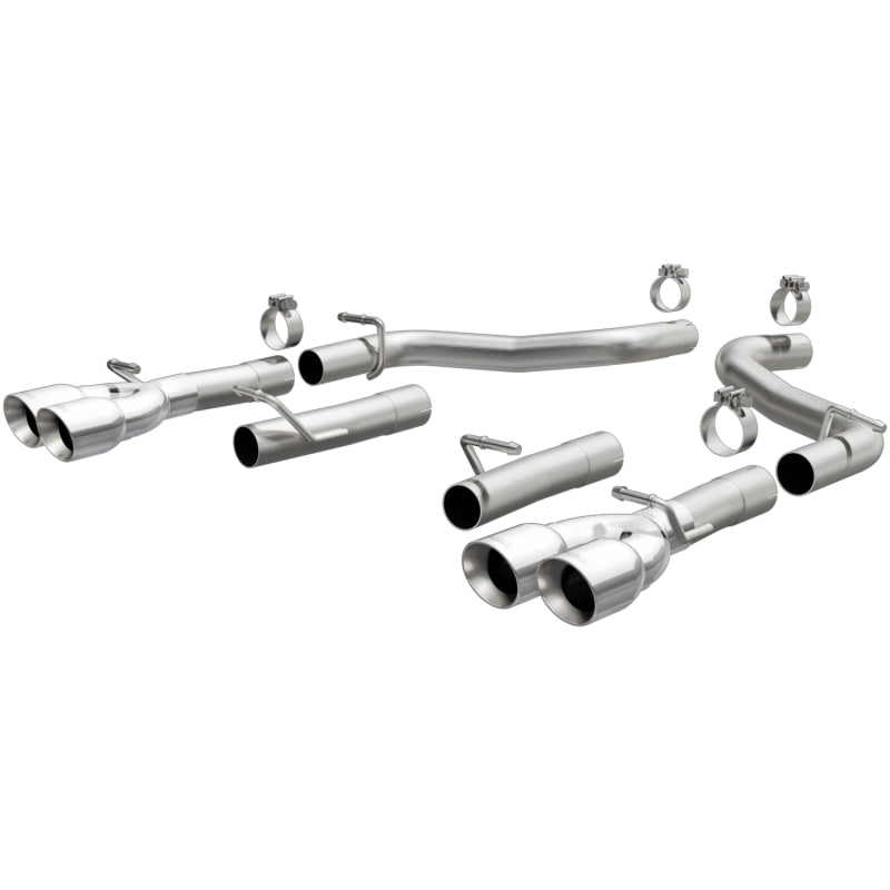 MagnaFlow Axle-Back, SS, 2.5in, Quad Split Rear 3.5in Tip 2015 Dodge Challenger 3.6L V6 - eliteracefab.com