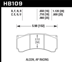 Hawk Alcon TA-6 / AP Racing CP5060-2/3/4/5ST / AP Racing CP5555 / Rotora FC6 DTC-70 Race Brake Pads - eliteracefab.com