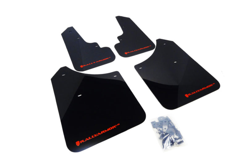 Rally Armor UR Mudflaps Black Urethane Red Logo 2003-2008 Forester / 2004-2008 XT - eliteracefab.com