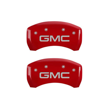 MGP 4 Caliper Covers Engraved Front & Rear GMC Red finish silver ch MGP