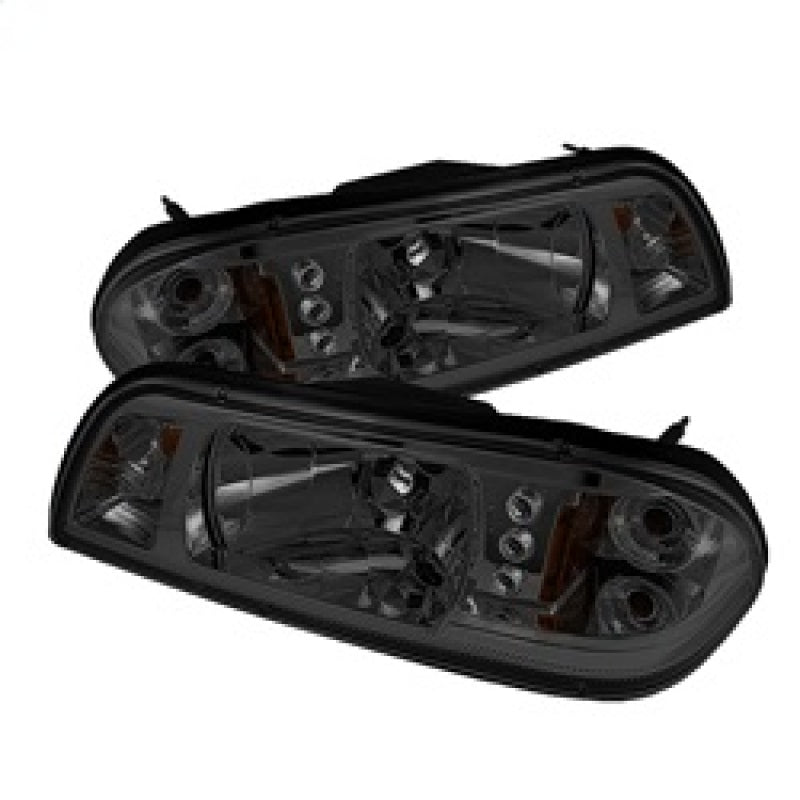 Spyder Ford Mustang 87-93 1PC LED (Replaceable LEDs)Crystal Headlights Black HD-YD-FM87-1PC-LED-SM - eliteracefab.com