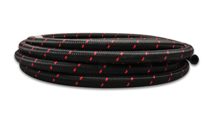 Vibrant -12 AN Two-Tone Black/Red Nylon Braided Flex Hose (10 foot roll).
