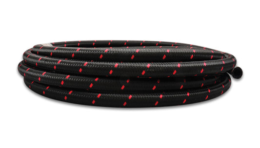Vibrant -12 AN Two-Tone Black/Red Nylon Braided Flex Hose (10 foot roll).
