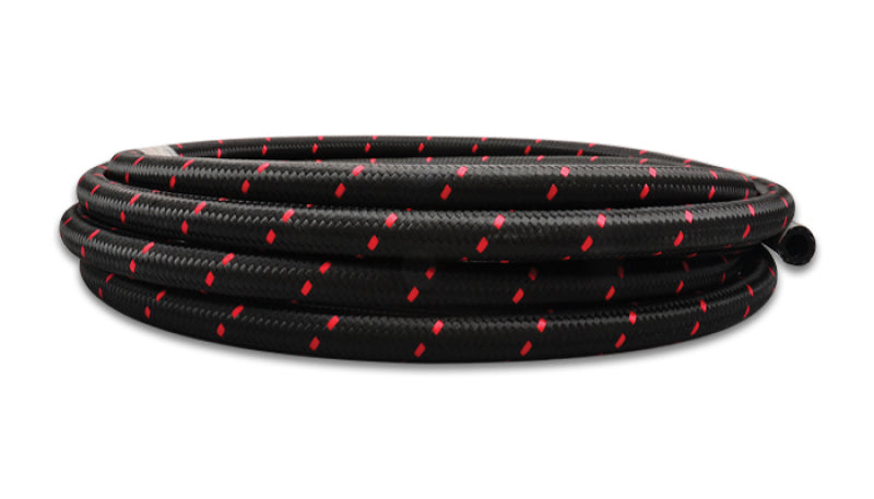 Vibrant -8 AN Two-Tone Black/Red Nylon Braided Flex Hose (2 foot roll).