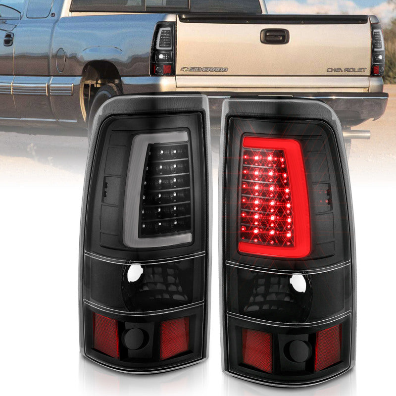 ANZO 2003-2006 Chevy Silverado 1500 LED Taillights Plank Style Black w/Clear Lens - eliteracefab.com