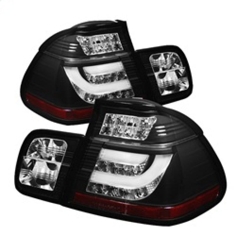 Spyder BMW E46 3-Series 02-05 4Dr Light Bar Style LED Tail Lights Black ALT-YD-BE4602-4D-LBLED-BK - eliteracefab.com