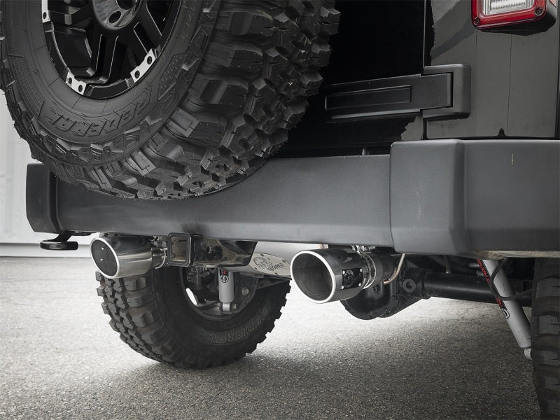 aFe Rebel Series 2.5in 409 SS Axle-Back Exhaust w/Polished Tips 07+ Jeep Wrangler (JK) V6 3.6L/3.8L - eliteracefab.com