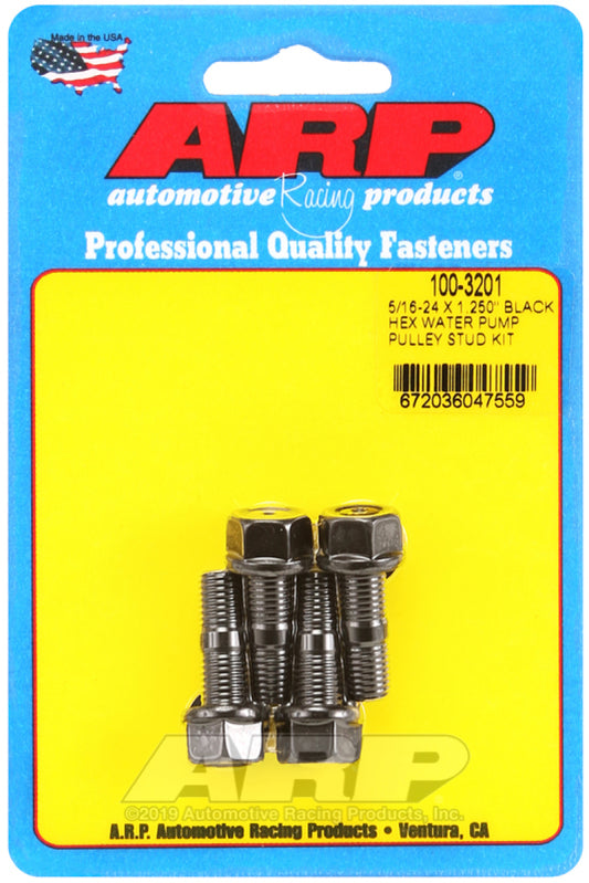 ARP 5/16-24 X 1.250 Black Hex Water Pump Pulley Stud Kit ARP