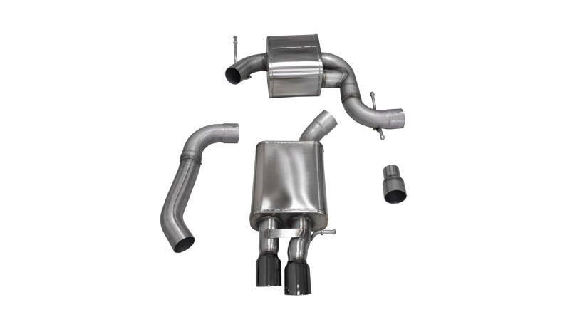 Corsa 06-10 Volkswagen GLI Mk5 Black Touring 3.0in Cat-Back Single Rear Exitn Black Pro-Series Tips CORSA Performance