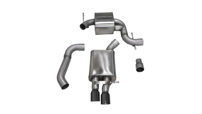 Corsa 06-10 Volkswagen GLI Mk5 Black Touring 3.0in Cat-Back Single Rear Exitn Black Pro-Series Tips CORSA Performance