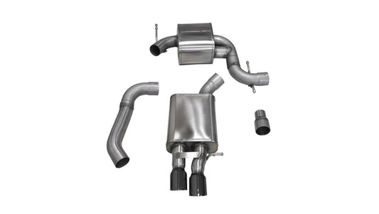 Corsa 06-10 Volkswagen GLI Mk5 Black Touring 3.0in Cat-Back Single Rear Exitn Black Pro-Series Tips CORSA Performance