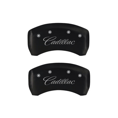 MGP 4 Caliper Covers Engraved Front & Rear Cursive/Cadillac Red finish silver ch MGP