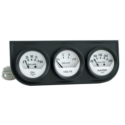Autometer AutoGage Analog Console Oil/Water Temp/Volt 2in Gauges White Dial - Black Bezel 2324