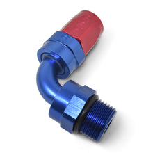 Load image into Gallery viewer, Russell Performance Hose End #6 Hose to #6 Radius Inlet Port Swivel 90 Deg Red/Blue