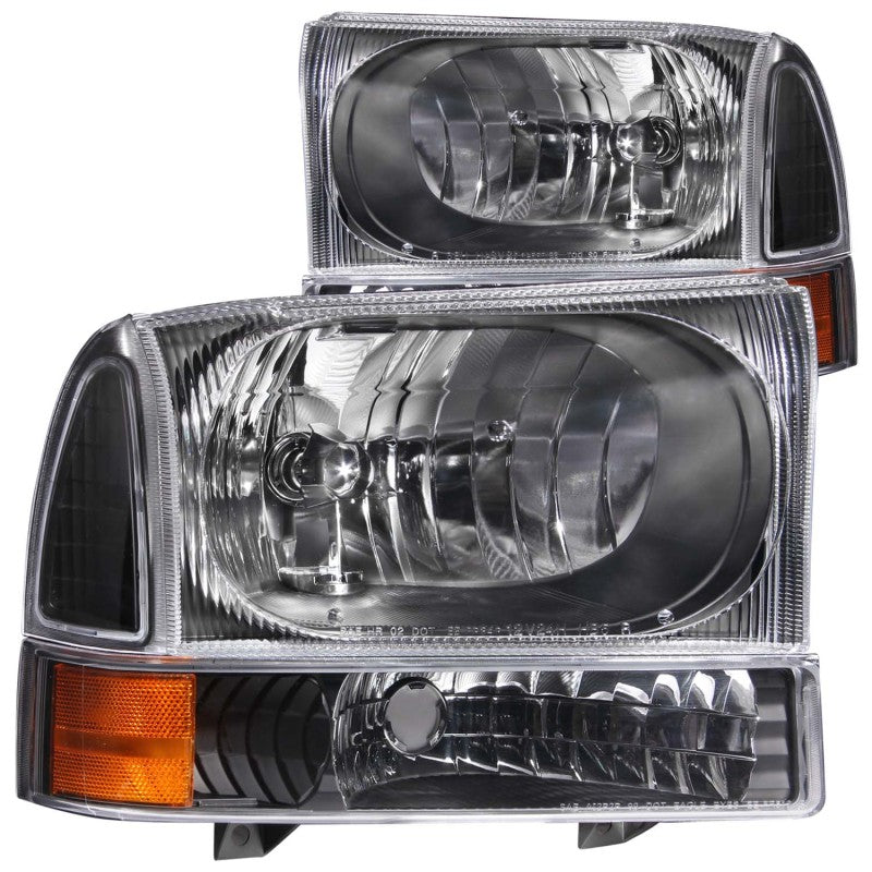 ANZO USA Ford Excursion Crystal Headlights Black; 2000-2004 - eliteracefab.com