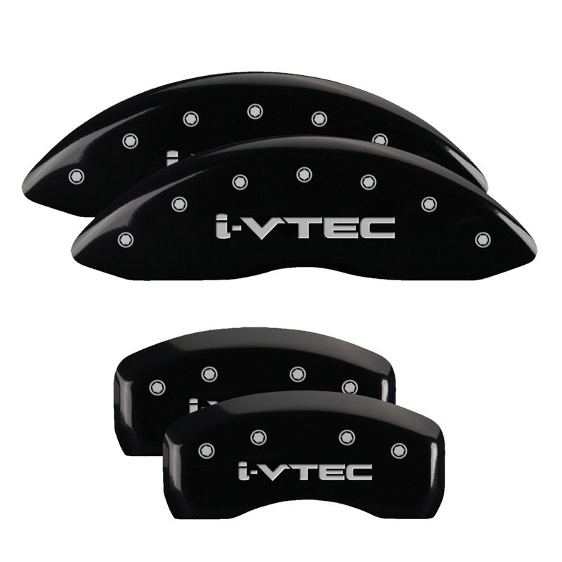 MGP 4 Caliper Covers Engraved Front & Rear i-Vtec Black finish silver ch MGP