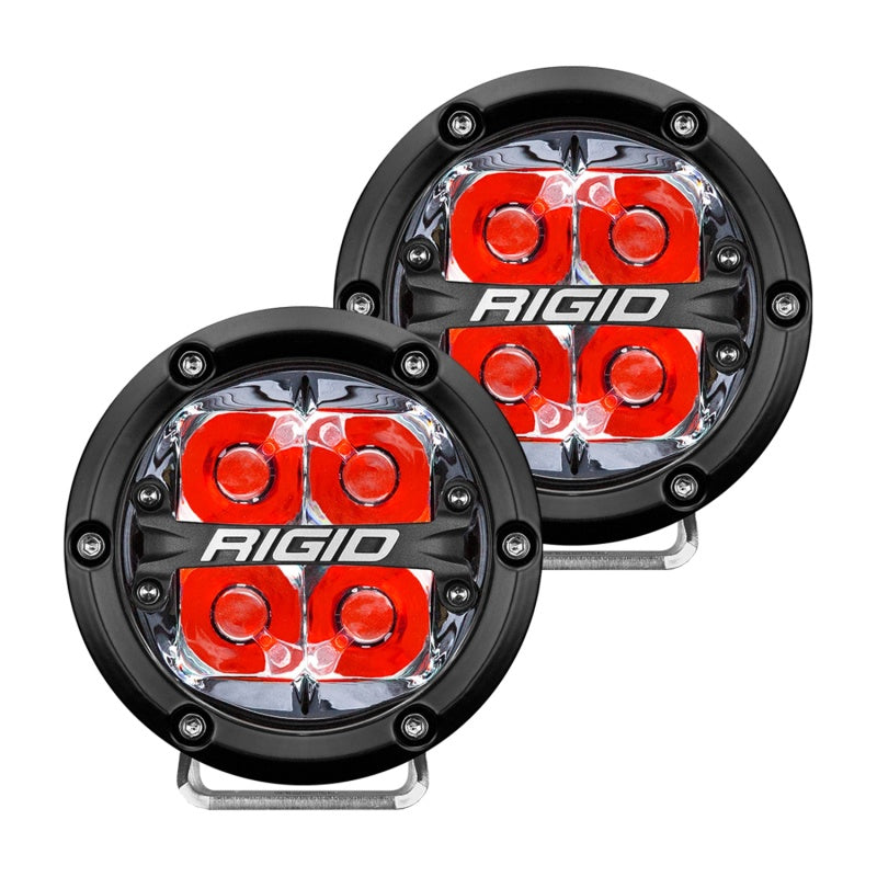 Rigid Industries 360-Series 4in LED Off-Road Spot Beam - Red Backlight (Pair) - eliteracefab.com