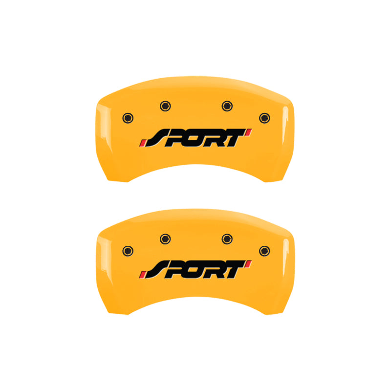 MGP 4 Caliper Covers Engraved Front & Rear SPORT Yellow finish black ch MGP