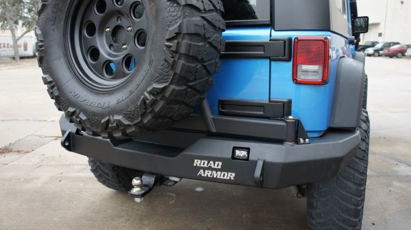 Road Armor 07-17 Jeep Wrangler JK Stealth Rear Non-Winch Bumper w/Tire Carrier - Tex Blk Road Armor