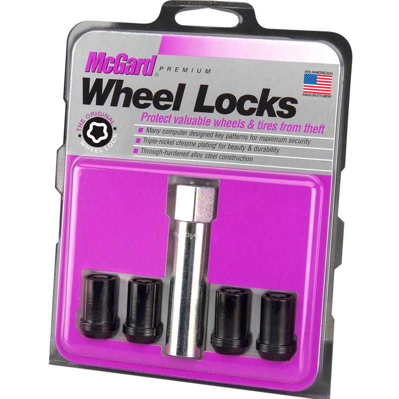 McGard Wheel Lock Nut Set - 4pk. (Tuner / Cone Seat) M12X1.25 / 13/16 Hex / 1.24in. Length - Black - eliteracefab.com