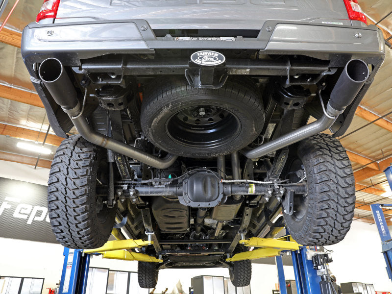 aFe Vulcan 3in 304 SS Cat-Back Exhaust 2021 Ford F-150 V6 2.7L/3.5L (tt)/V8 5.0L w/ Black Tips aFe