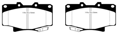 EBC 96-97 Lexus LX450 4.5 Greenstuff Front Brake Pads - eliteracefab.com